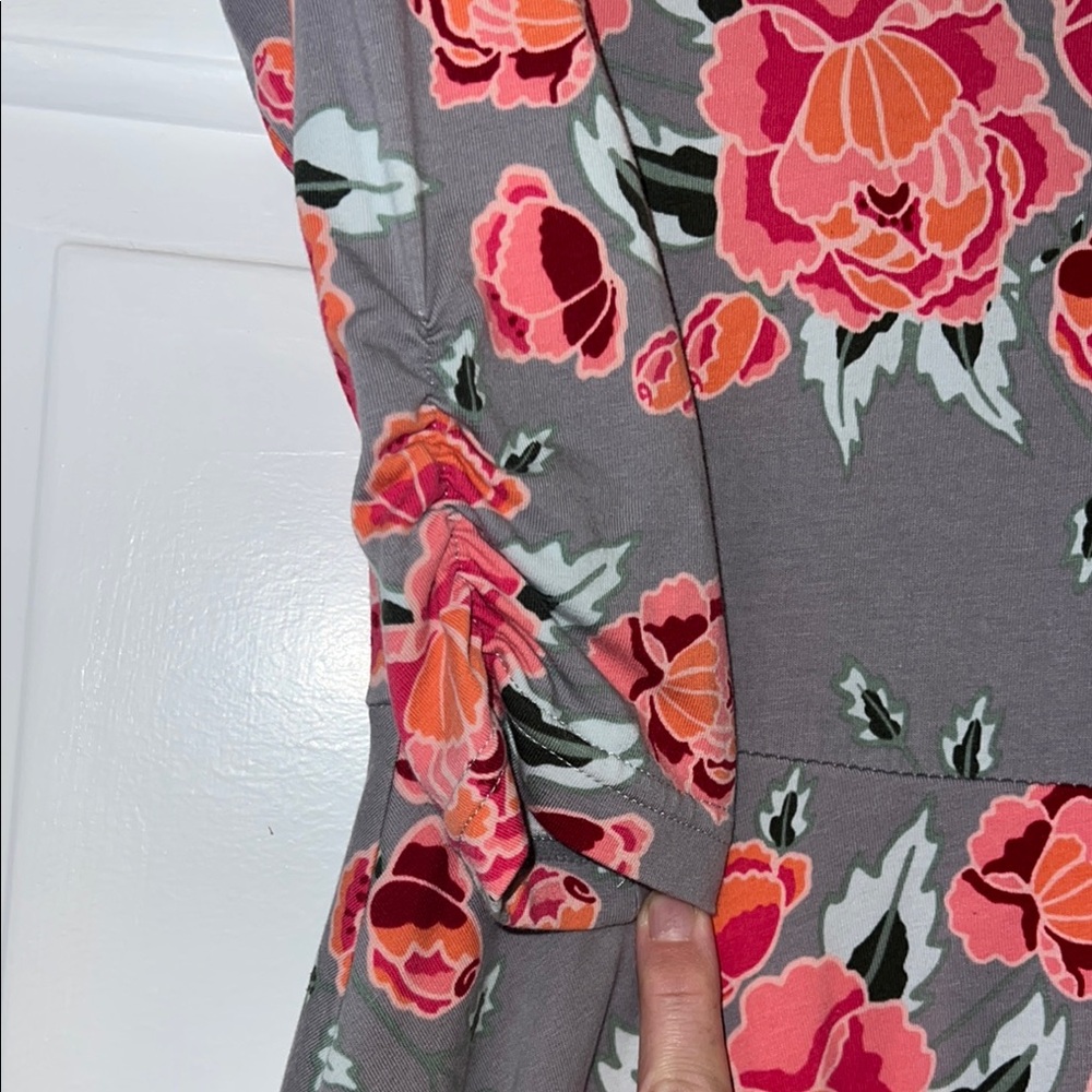 Matilda Jane Gray and Pink Peplum Dress V-Neck 3/4 Sleeve - Picture 2 of 5